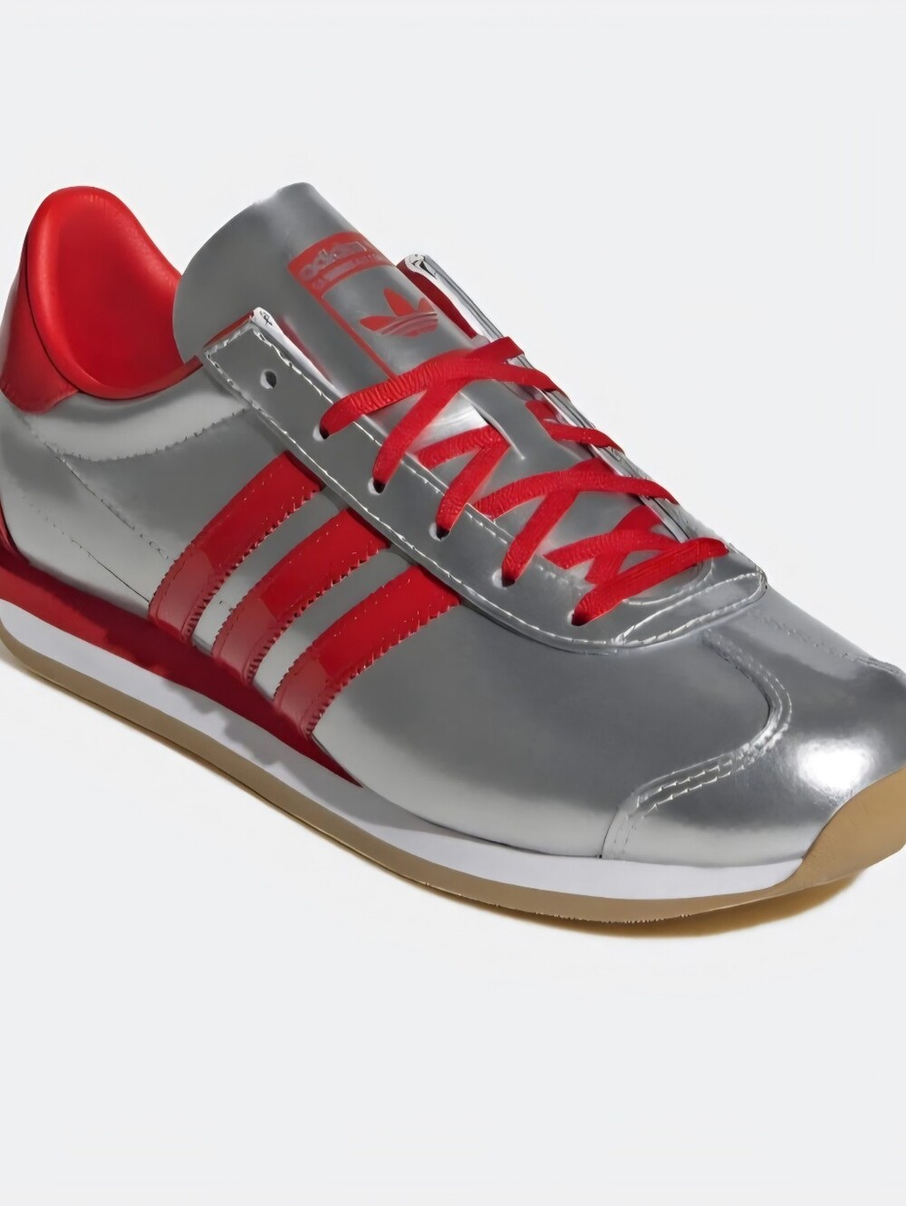 Adidas Silver and Red Low-Top Sneakers